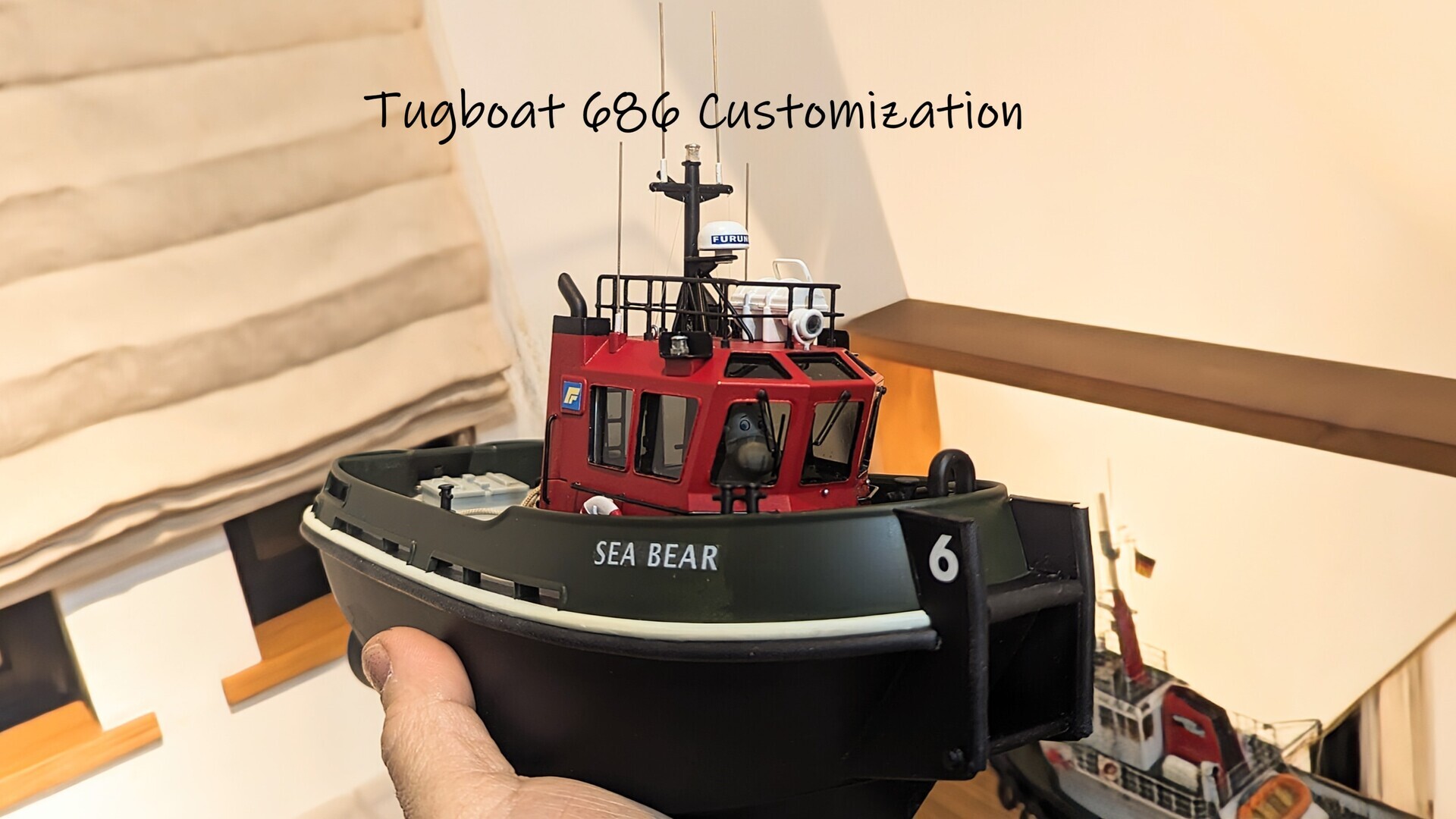 トイラジTUGBOAT 686 カスタマイズ完了: 動く小さな船の模型工作室